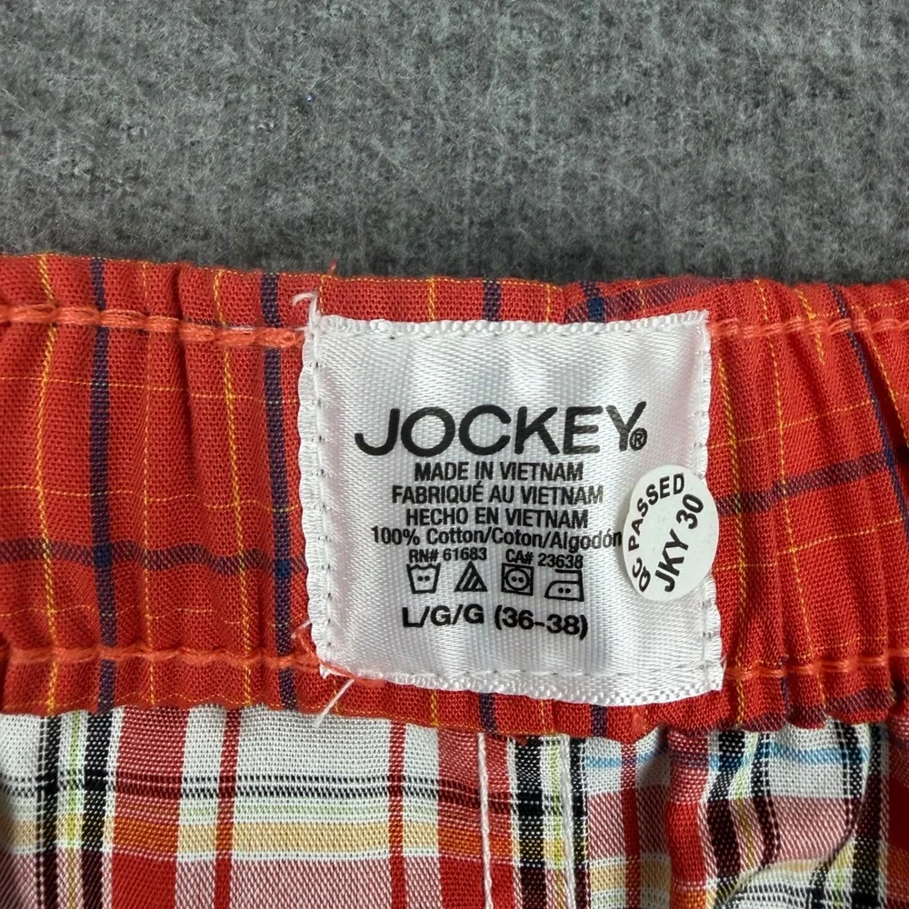 Jockey Woven Boxers‎ Mens Large Red White Plaid Cotton Button Fly Underwear